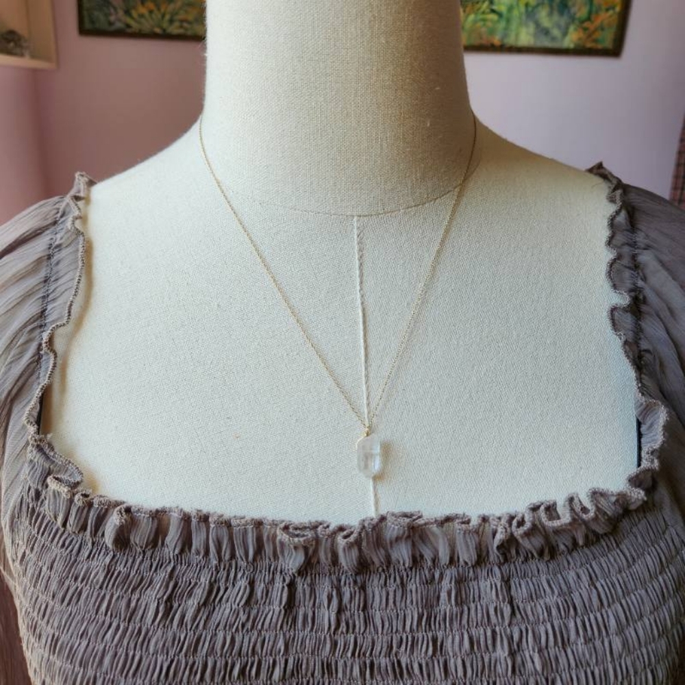 Angel Aura Crystal Gold Necklace 925 Stamp